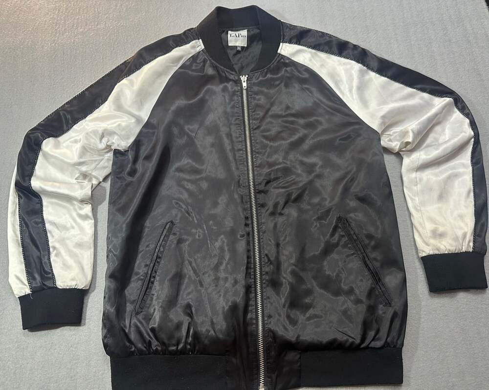 Statin bomber jacket LAP Men Black with Los Angeles Tiger Embroidery Size XL
